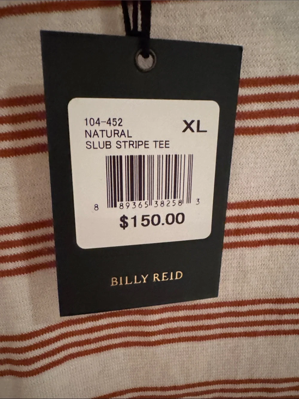 Billy Reid White Tee with Rust Stripes